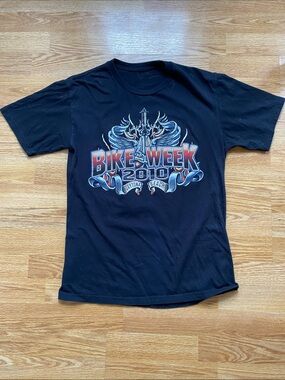 5 for $25! Bike Week 2010 Black Graphic T-Shirt